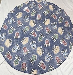 Navy Tablecloth Birdhouse Farmhouse Kitsch Spring Rustic Cottage 52" Round